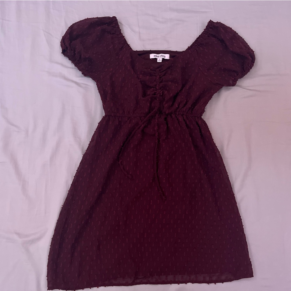 Mimi Chica | Maroon Burgundy Mini Skater Dress